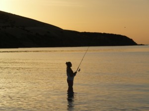 Fishing at sunset  
